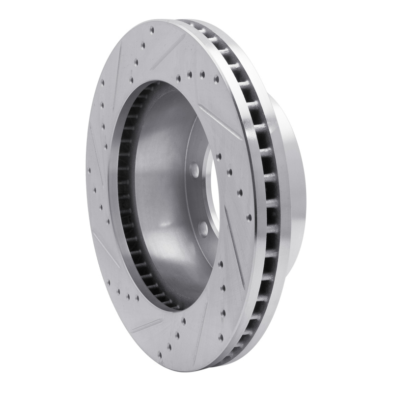 Ford F-250 Super Duty Brake Rotor (1) - Front Right - R1 Concepts - Drilled & Slotted - Silver - `05-`12